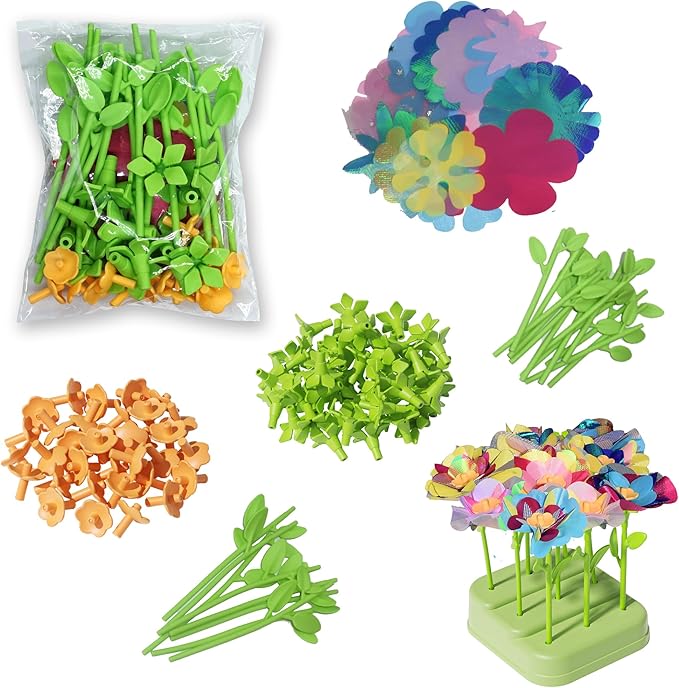 Pistachio DIY Flower Bouquet Kit Accessories - Arts and Crafts for Kids 4-6, Fabric Flower Bouquets Toys Accessory Set, Flowers Making Kit for Kids Accessories, 4 5 6 7 8 Year Old Girl Birthday Gifts