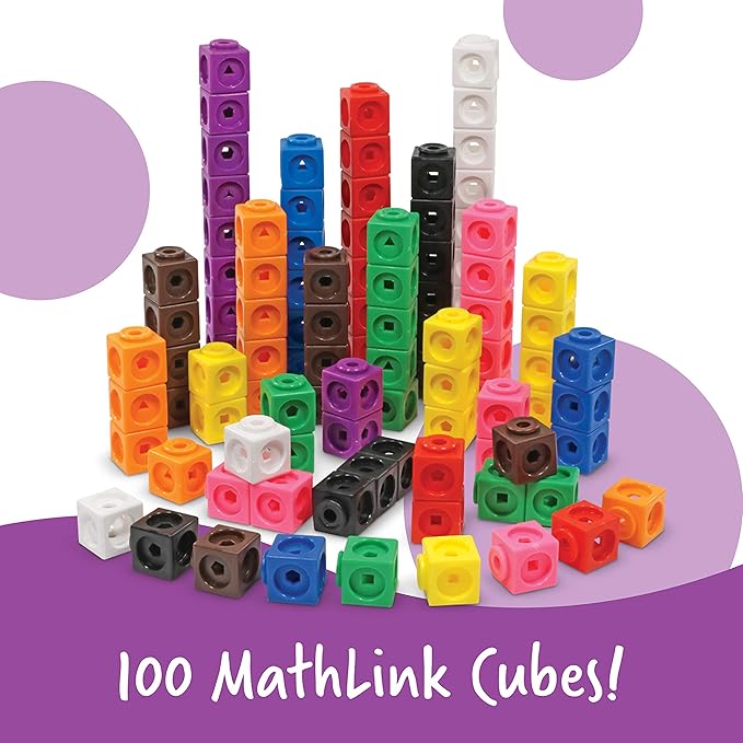 Learning Resources MathLink Cubes Elementary Math Activity Set - Math Manipulatives for Elementary School, 1st Grade Learning & Education Toys, Counting Blocks for Classroom Centers and Homeschool