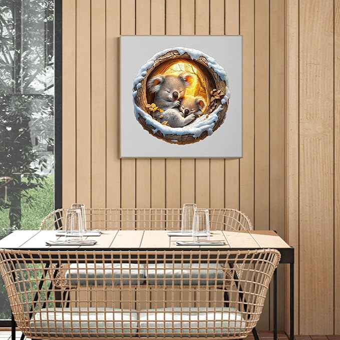 KAAYEE Wooden Puzzles for Adults, 3D Visual Effect Sleeping Koala Wooden Jigsaw Puzzle Unique Shape Wood Puzzle Adult, 3D Effect Flat Puzzle Birthday Family Games (M-11.4 * 11.4 in-200pcs)