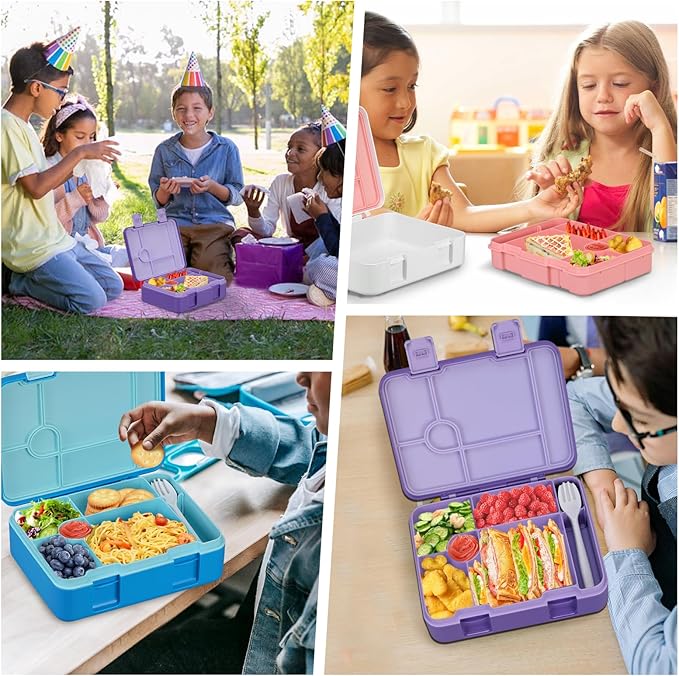 Chill Bento Lunch Box for Kids Adult with Ice Pack Keep Food Cold Fresh 5-Compartment Reusable Leak Proof Lunch Container for Girl Boy School Dishwasher & Freezer Safe