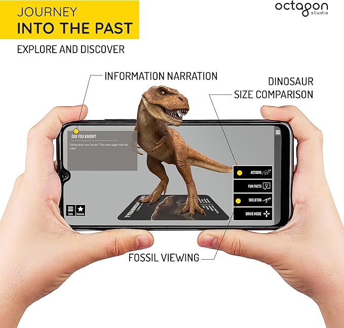 Dinosaur 4D+ Augmented Reality Cards – 20 3D Dinosaurs with Free App, Educational Gift for Kids Ages 5+, Ideal for Classrooms, Homeschooling, STEM Learning and Easy to Use on Phones or Tablets