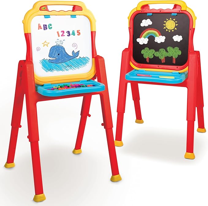 Crayola Triple-The-Fun Art Easel, Toddler Easel, Chalk Board, Magnetic Easel, Painting Set, Art Set, Arts & Crafts Kit, Gifts for Kids, Ages 3+
