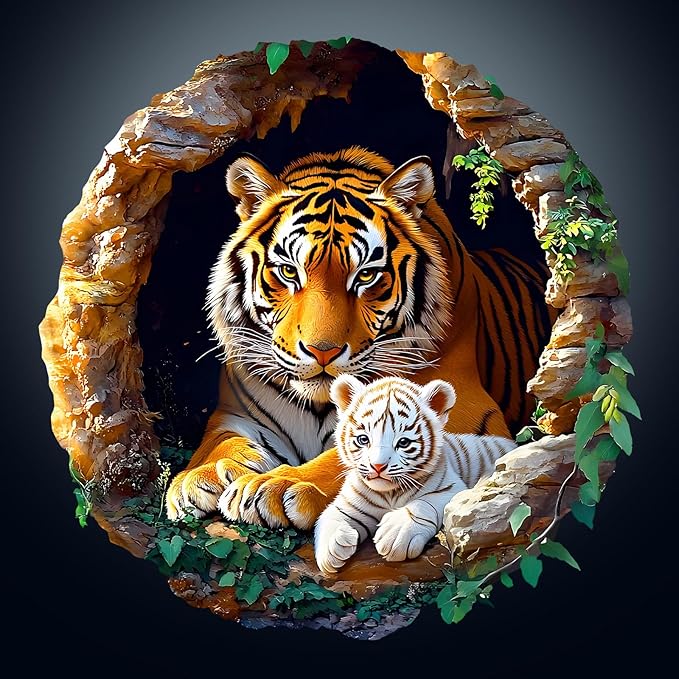Wooden Puzzles for Adults, Wooden Jigsaw Puzzles for Adults Kids, 3D Tiger Family-1 Unique Animals Shaped Wood Puzzles Adult, Birthday Gifts for Friends Family Game, Home Decor(11.4 * 11.3in 200pcs)