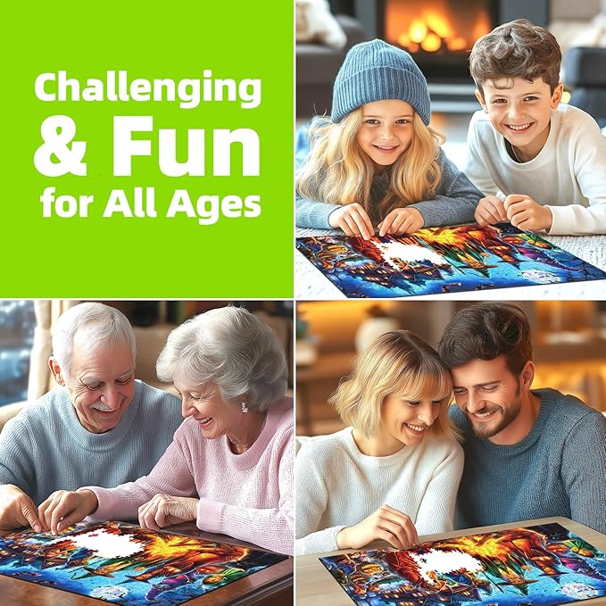 Halloween 1000 Piece Jigsaw Puzzle for Adults Witches' Spooky Bonfire Night Scene with Haunted House Bats Black Cats Pumpkins Scary Horror Ghosts Gothic Challenging Puzzle for Game Night (27.6"x19.7")