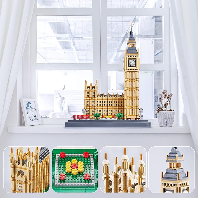 New Architecture Big Ben Building Set - 6473pcs+ Micro Mini Blocks - Enjoyable & Affordable - Detailed Model Ages 14+