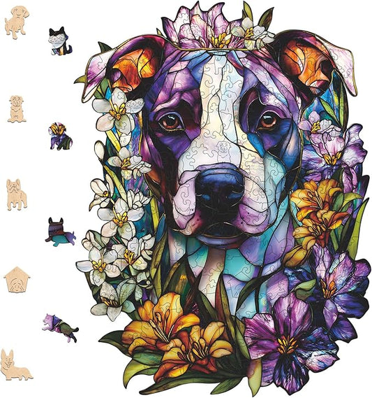 Wooden Puzzles for Adults, 192 Pieces Dog Wooden Jigsaw Puzzles, Animal Unique Shaped Puzzle Gifts for Adults and Kids on Birthday, Thanksgiving, Challenging Family Puzzle Games(8.6"*11.4'')