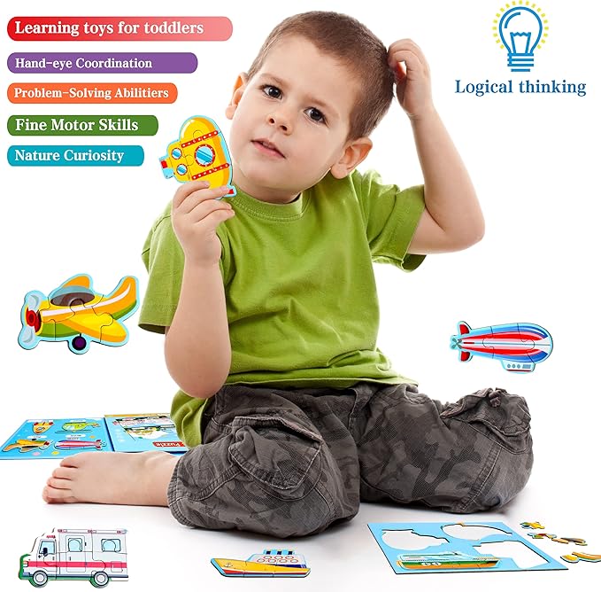 Magnetic Puzzles for Kids Ages 1-3, Travel Toddler Puzzles Ages 2-4 Year, Space Car Activities Toy for Boys & Girls 3-5 yo - Learning Magnet Gift for Road Trip