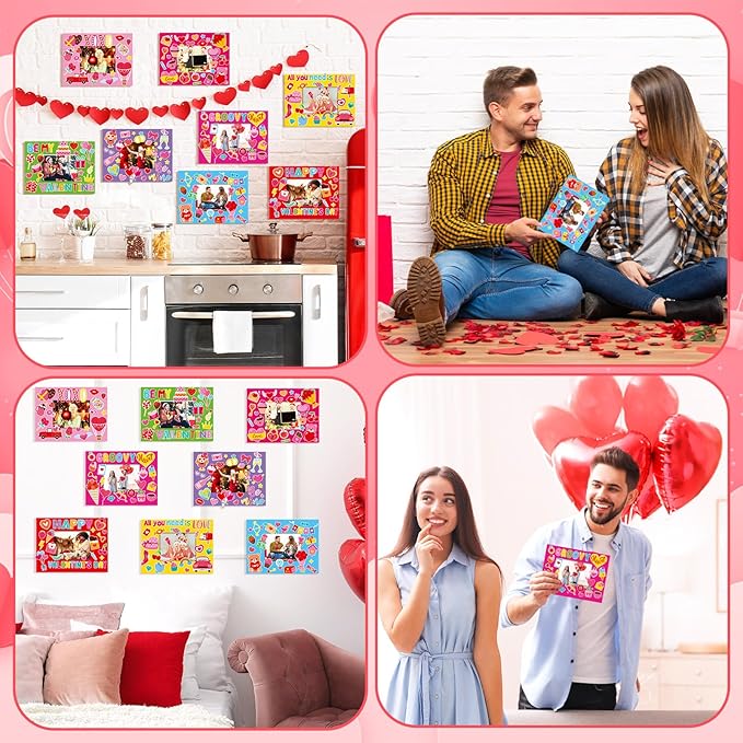 Jetec 48 Set Valentine's Day Picture Frame Craft Kits DIY Valentines Photo Frame Craft Gift with XOXO Heart Stickers for Valentine's Day Home Party Decoration School Classroom Activities