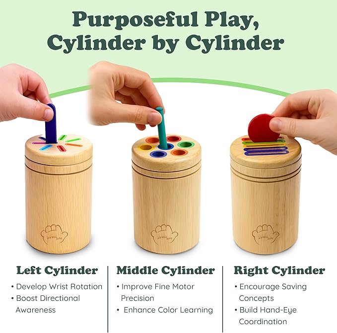 Bublo Baby Wooden Montessori Color Sorting Toy for Toddlers 1-3 – Fine Motor Skills Toys for 1, 2, 3 Year Old – Toddler Busy Toys – 46-Piece Wooden Color Sorting & Stacking Toy Set