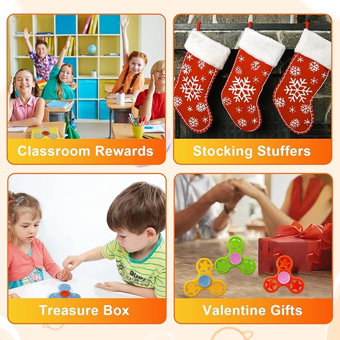 24 Pack Fidget Spinner Fidget Toys,Party Favors Supplies Birthday Gifts Goodie Bags Stuffers for Kids Adults,Sensory Toys for Anxiety ADHD Stress Relief,Carnival Treasure Box Toys Classroom Prizes