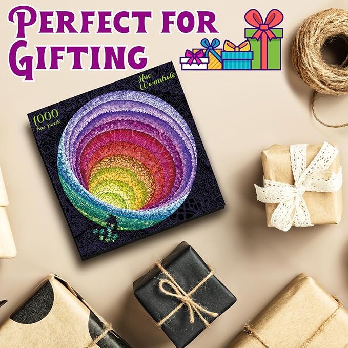 Antelope - 1000 Piece Rainbow Puzzle for Adults, Hue Wormhole Jigsaw Puzzles 1000 Pieces,1000 Piece Round Puzzles, Wormhole Puzzles, High Resolution, Matte Finish, Smooth Edging, No Dust, 3D Puzzle
