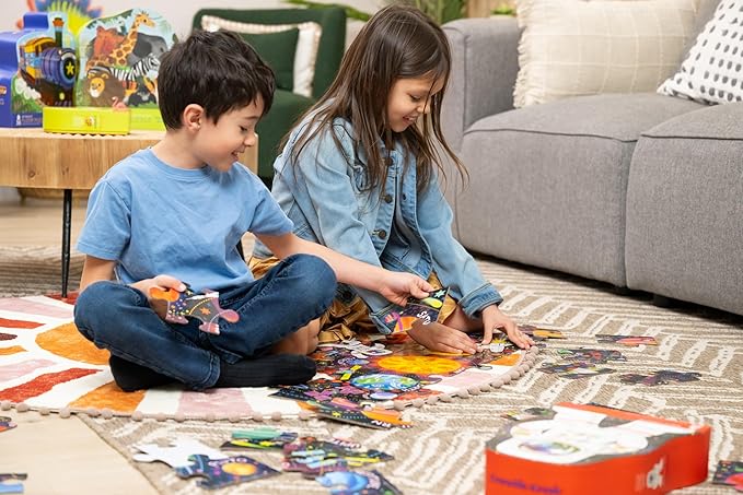 Crocodile Creek 36-Piece Jigsaw Floor Puzzle - Fun Floor Puzzles for Kids Ages 3-5 - Heavy-Duty Shaped Box for Storage - Shark Reef - 24" W x 18" H Finished