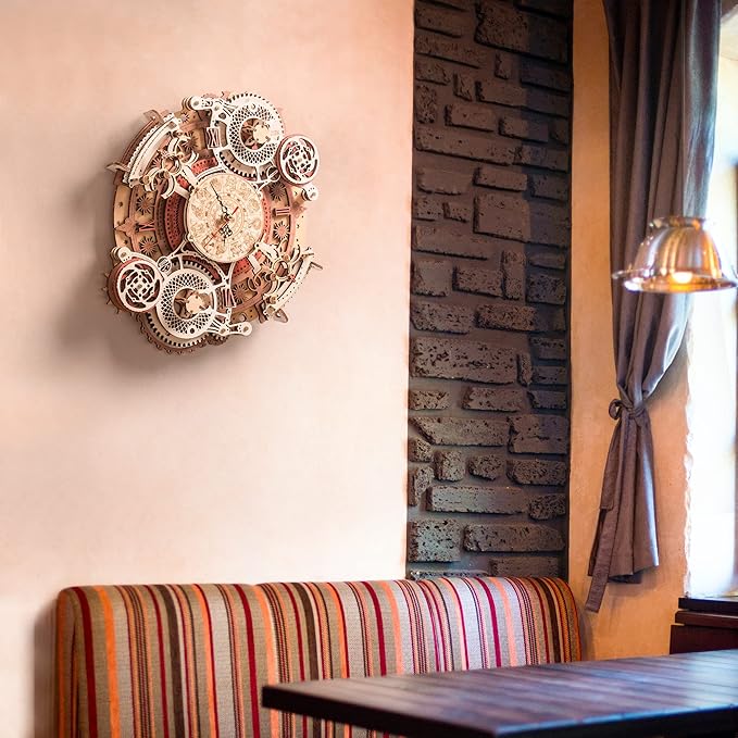 ROKR 3D Wooden Puzzles for Adults-Wooden Clock Puzzle Kit-Wood Model Kits to Build for Adults-Zodiac Wall Clock