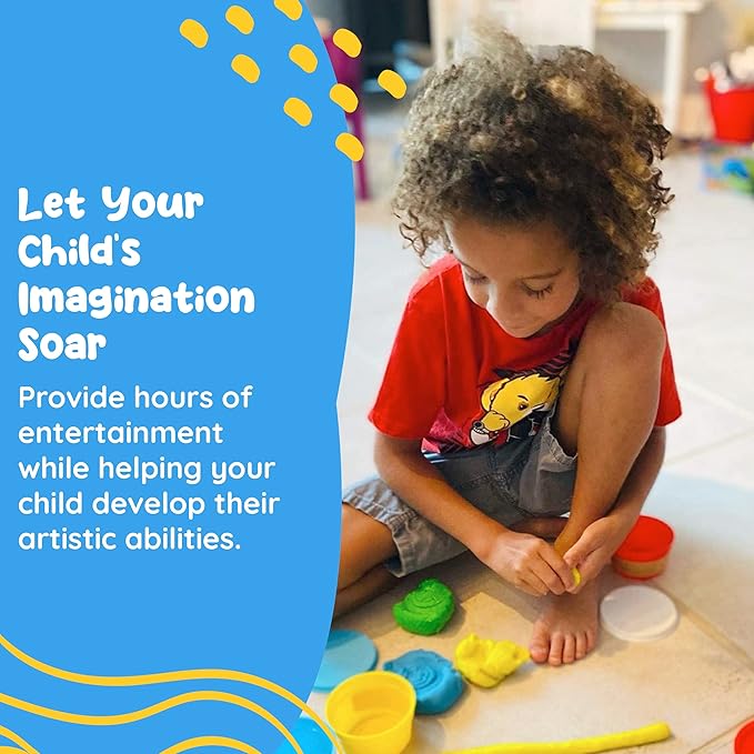 Modeling Clay for Kids - 12 Super Soft & 100% Natural Doughs Made from Wheat Flour - 100g Per Can of Reusable & Vibrant Clay Modeling Kit for Ages 3+ by Marie’s Kids