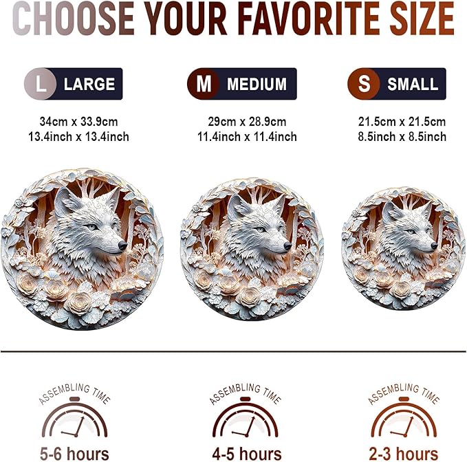 Wooden Jigsaw Puzzles, Wolf Wooden Puzzles for Adults with Unique Shape, Adult Jigsaw Puzzle, Birthday Gifts for Adults,13.4"x13.4" - 300pcs