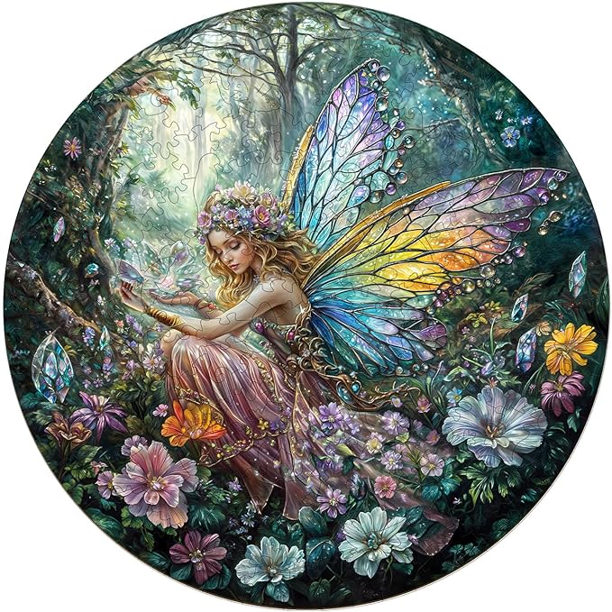 Wooden Puzzles for Adults, Wooden Jigsaw Puzzles for Adults Kids, Magic Fairy Unique Shaped Wood Puzzles Adult, Birthday Gifts for Friends Family Game, Home Decor (13.4 * 13.4in 300pcs)