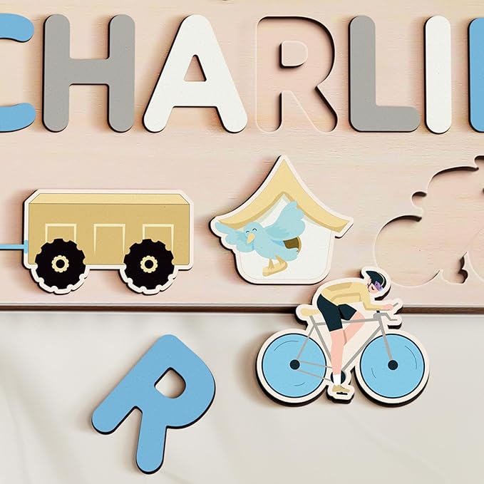 Personalize Busy Board, Name Puzzle,1 Year Old Girl and Boy Kid Gifts, Customized Baby Gift, Montessori Educational Name Toy, Wood Puzzle 1-3