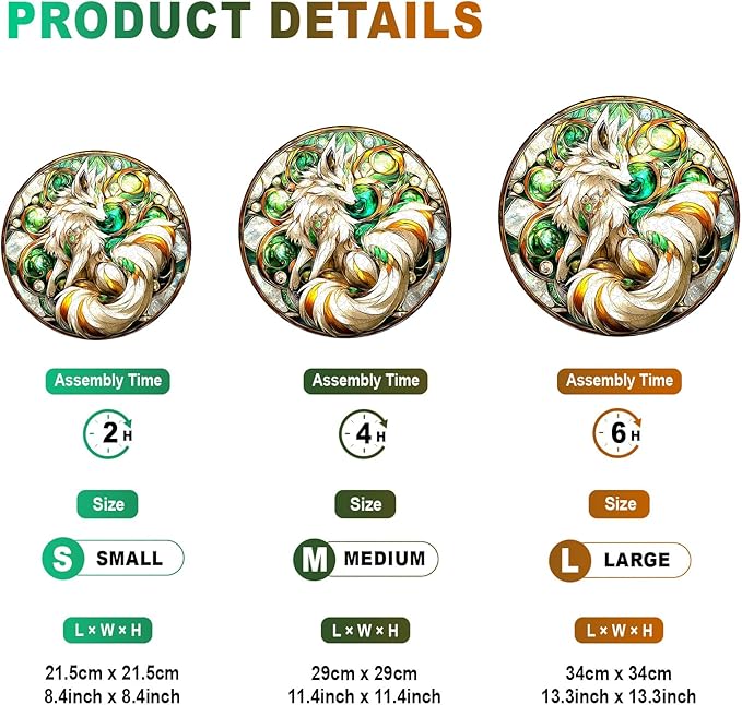 Wooden Puzzles for Adults - Elegant Fox Wooden Jigsaw Puzzle - Unique Animal Shaped Wood Puzzles Adult - Christmas Birthday Gifts for Adults/Friends/Family - 100pcs 8.4 * 8.4in