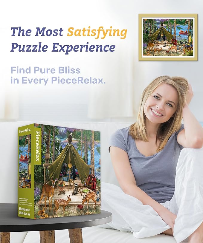 PieceRelax Plastic Jigsaw Puzzles for Adults 1200 Pieces - Bigelow Illustrations - Friends and Family Most Satisfying Table Games and Gifts No Puzzle Mat Required [H3567]