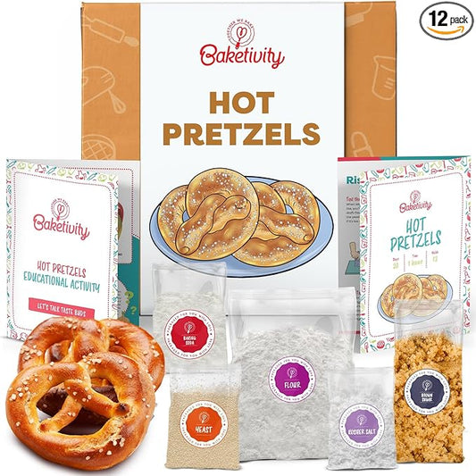 Pretzel Making Kit - Real Cooking Set for Kids Ages 5-12+ with Recipe and Ingredients - Kids Baking Set for Girls & Boys - Great Gift for Family Bonding