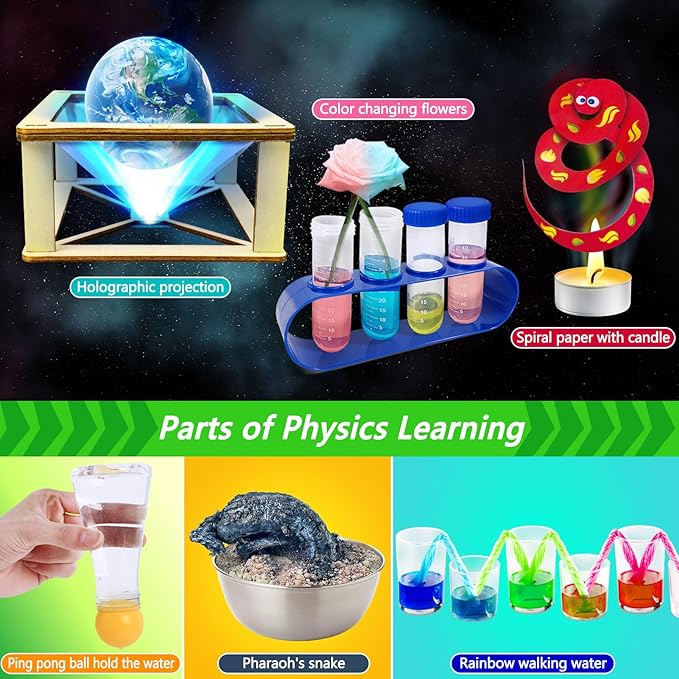 270+ Experiments Science Lab Kit for Kids Boys Girls Birthday Gifts Toys, Chemistry Set, Volcano, Crystal, Magic, Physics S.T.E.M Educational Project
