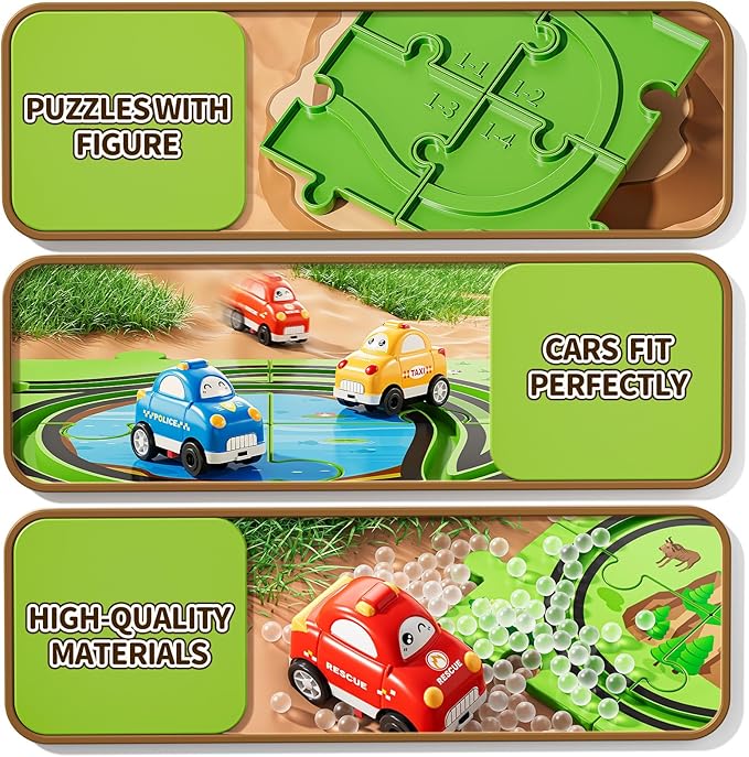 64 PCS Puzzle Track Car Set for Boys Kids 3-5, Toddler Boys Toys for 3 4 5 6 Years Old, Puzzle Race Tracks Car Toys, Birthday Gifts for Kids 3 4 5 6 7 8 Year Old Boys Girls
