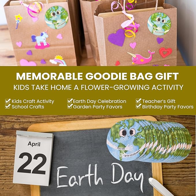 25 Plantable Seed Paper Cards- Earth Circles with Wildflower Seeds, Kids Craft Activity, Educational Garden Party Favor, School Crafts - 2.5 inch