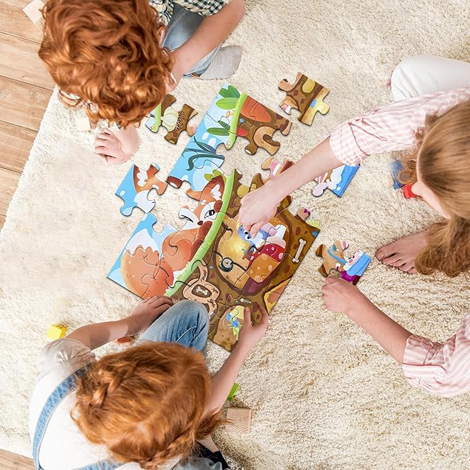 Jumbo Floor Puzzle for Kids,Large Jigsaw Puzzles 24 Piece for Kids Ages 3-5 (Fox Secret)