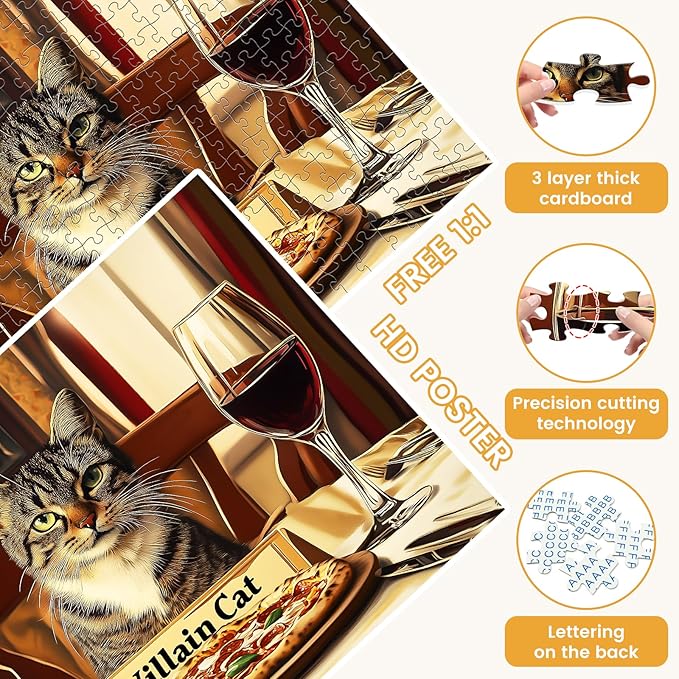 300 Pieces Jigsaw Puzzles for Adults, Cat Puzzle for Adults Children Seniors, Animal Puzzle 300 Pieces, Gift for Birthday, Home Decor, Fun for Family Entertainment(20.5 * 15 in)