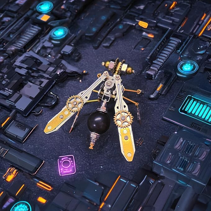 Metal Insect Bug Mechanical Steampunk Sculpture Insect Clockwork 3D Steampunk Metal Puzzle Kits for Adults (Mechanical Wasp)