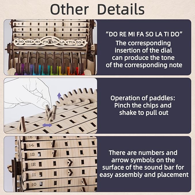 nicknack 3D Wooden Puzzles Model Kits for Adults Piano Mechanical Music Box Model Wooden Xylophone Toy