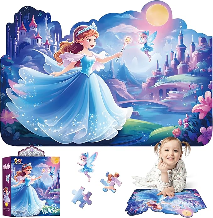 Princess Floor Puzzles for Kids Ages 4-6, 54 Pieces Magical Princess & Castle Floor Puzzles for Kids Girls Ages 3-5, Learning Educational Jigsaw Puzzles Toys Great Gifts