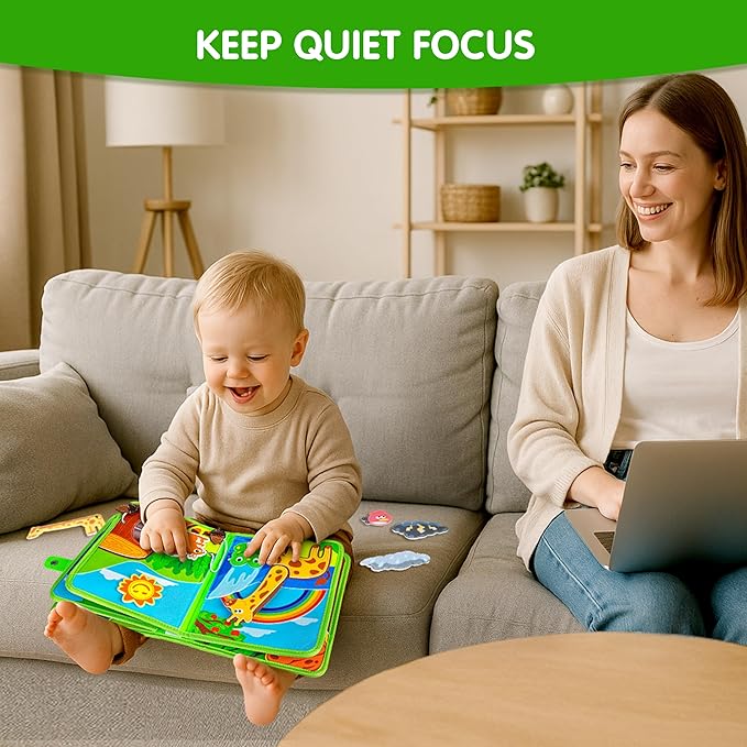 Quanquer Animals Busy Book for Toddlers 1-3 – Montessori Sensory Toys Busy Board for 1 Year Old, Educational Learning Activity Book, Quiet Travel Toy for Car & Airplane, Birthday Gifts for Age 1 2 3