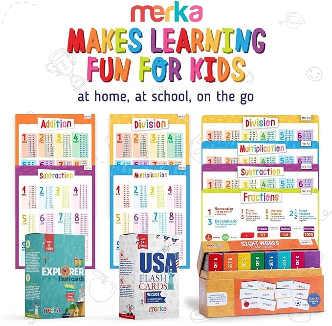 merka Math Flash Cards, 338 Flashcards in Total, Addition and Subtraction, Learning Mathematics, Create Game for Kids, Classroom and Homeschool Toys, 1st to 4th Graders, 2 Sets with 169 Pcs Each