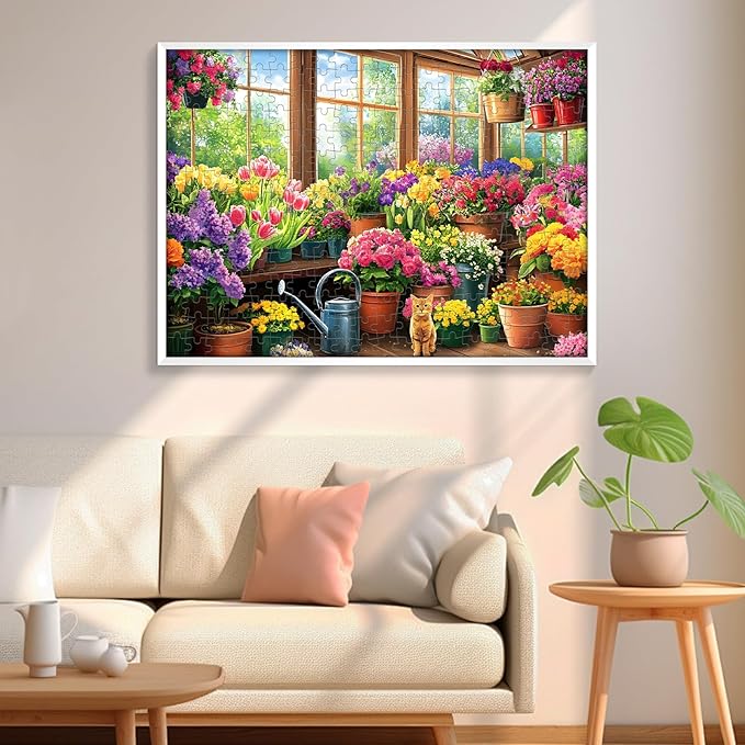 300 Piece Puzzles for Adult, Cute Cat Jigsaw Puzzles 300 Pieces for Adults Kids Senior, Colorful Flower Adult Puzzle, Challenging Family Fun Puzzle Activity Game Gift for Friend 20.5 X 15 Inches