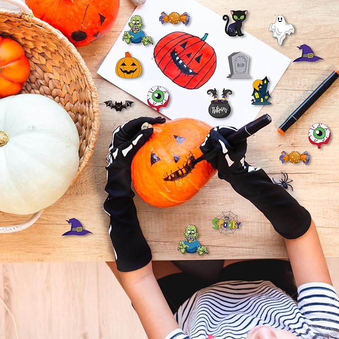 Jenaai 72 Pcs Halloween Window Art Suncatcher Kits DIY Window Suncatchers Ornament for Kids to Paint with 24 Suction Cups for Kids Gift