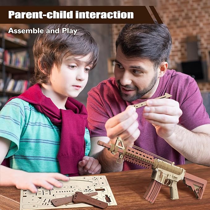 3D Wooden Puzzles for Adults, Rubber Band Gun, DIY Wooden Puzzles Wooden Model Building Kit, Assembly Puzzles, Ideas for Adults & Teens