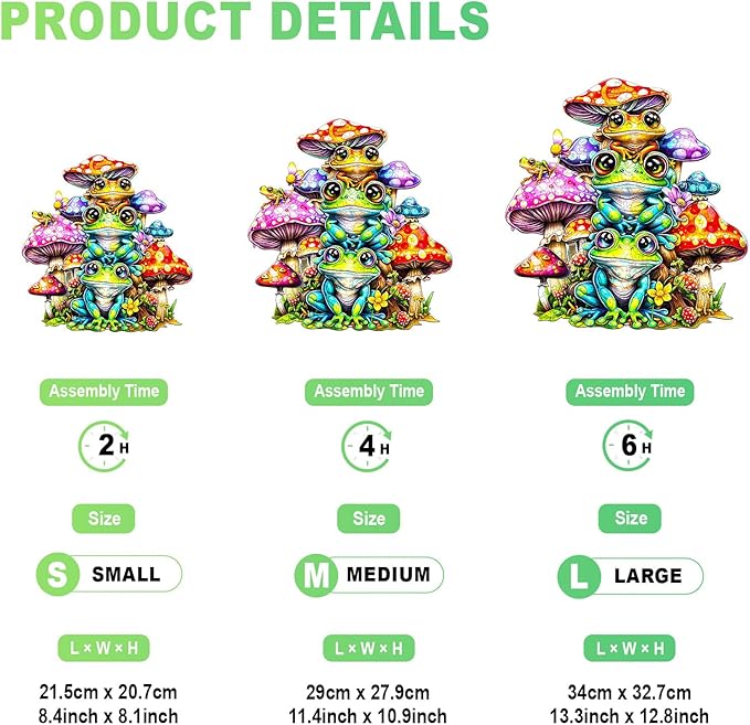 Wooden Puzzles for Adults - Frog Family Wooden Jigsaw Puzzle - Unique Animal Shaped Wood Puzzles Adult - Christmas Birthday Gifts for Adults/Friends/Family - 260pcs 13.3 * 12.8in