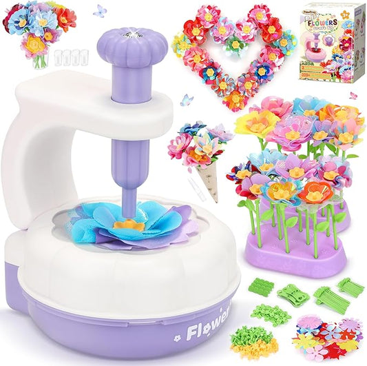PERRYHOME Fabric Flower Bouquets Toys, 300+ Pcs DIY Flower Crafts for Kids, 2 Gameplays Educational Arts & Crafts Toy, Thanksgiving Birthday and Christmas Gift for 3 4 5 6 7 8 Years Toddler Girl