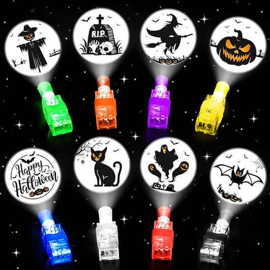 40 PCS Halloween Party Favors for Kids, Bulk Light Up Finger Lights Toys, Halloween Goodie Bag Basket Stuffers Treats Non Candy, Glow in the Dark Trick or Treat Toys, Classroom Prizes Gifts Supplies