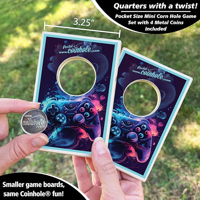 Coinhole Desktop Coin Bouncing Party Game Set | Tabletop Cornhole Board Game | Small Cornhole Travel Game Includes Coins