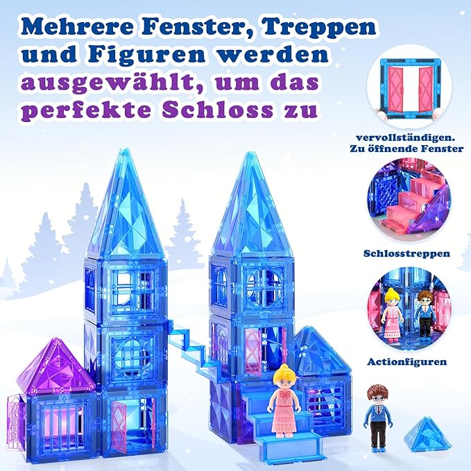 Diamond Magnetic Building Blocks - Princess Toys for 3-8 Year Old Girls & Boys - 3 4 5 6 Year Old Girl Birthday Xmas Present