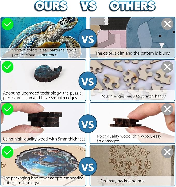 Leodozzio Wooden Puzzles for Adults, Sea Turtle Jigsaw Puzzles 500 Pieces-5MM Thickness, 16.5x16.5 Inch, Unique Shaped Wooden Puzzle, Birthday Gift Family Game