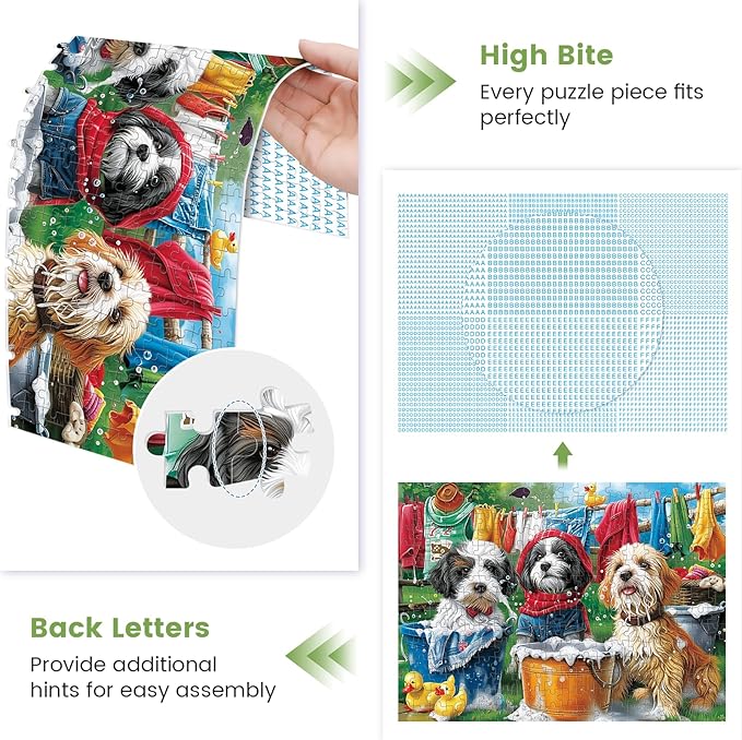 300 Piece Puzzles for Adults,Cute Dogs Jigsaw Puzzle for Adults Kids Seniors,Recycled Cardboard Dogs Large Piece Puzzle 300 Piece,Family Activity Great Gift for Family Friends 20.5 * 15 in