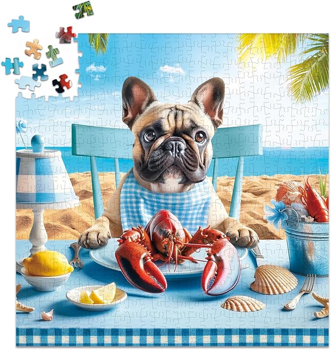 500 Pieces Animal Jigsaw Puzzles for Adults and Teens and Kids Family Happy Toys Dog & Lobster
