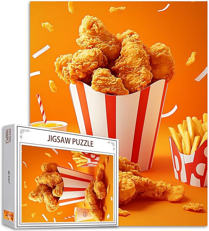 Tucocoo 1000 Piece Jigsaw Puzzles for Adults Fried Chicken Meal Set Jigsaw Puzzle Snack Food Art 1000 Pieces Puzzles for Challenging Family Activity Game Colorful DIY Crafts Puzzle Wall Decor Gifts
