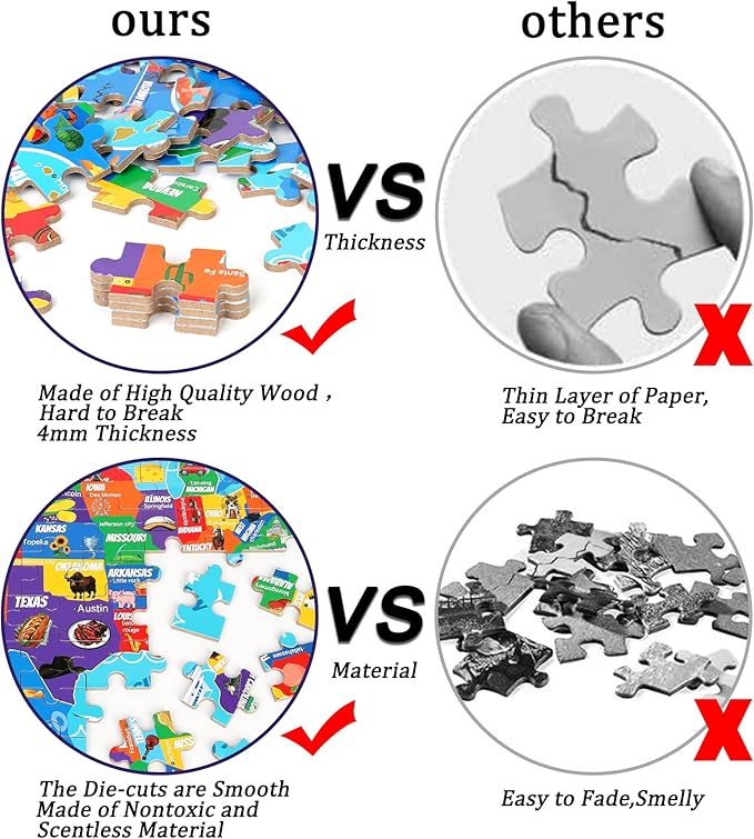 LELEMON 100 Pieces Puzzles for Kids Ages 4-8, 4 Set Kids Puzzle Ages 6-8,United States World Solar System Children Learning Educational Puzzless Toys for Boys and Girls