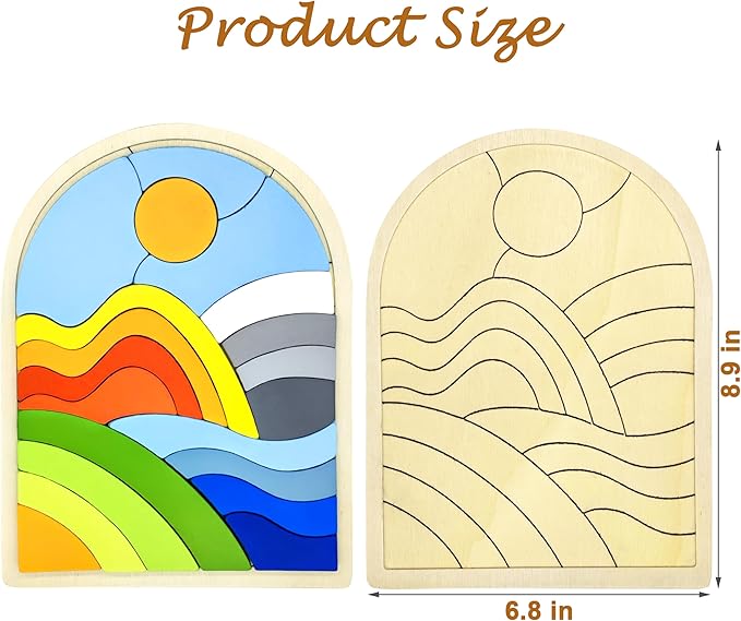 Activities for Dementia Patients, 20 Pieces Wooden Puzzles Game for Seniors, Colorful Hill Pattern Match Alzheimers Products for Elderly, Tile Matching Board Memory Cognitive Gifts