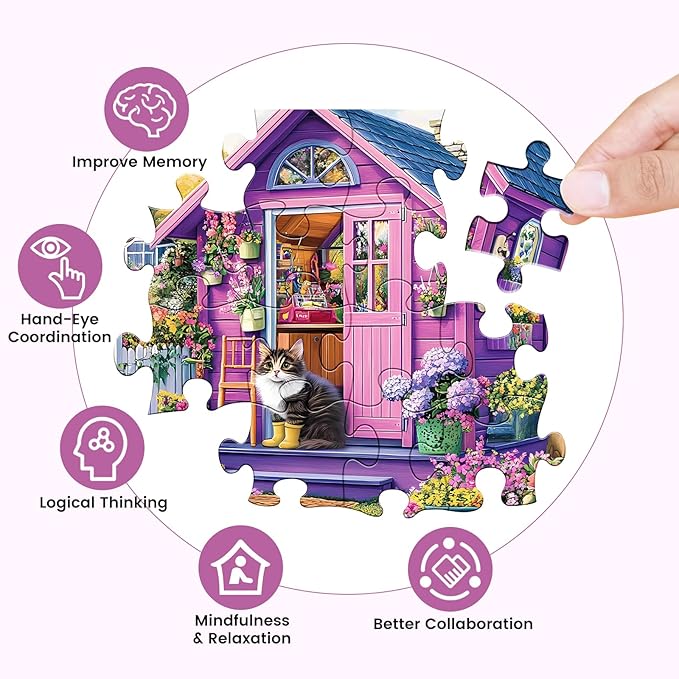 300 Piece Puzzles for Adults Garden 300 Piece Puzzles for Kids Ages 8-10 10-12 Jigsaw Puzzle Recycled Pieces Cardboard Family Puzzle Challenging Game 20.5x15IN