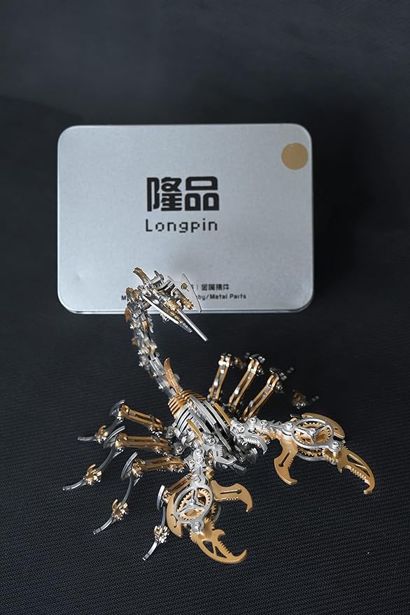 3D Metal Model Kits, Mechanical Scorpion King Gold 3D Metal Puzzle,Steel Warcraft Collection DIY Animal Brain Teasers Simple 3D Puzzles